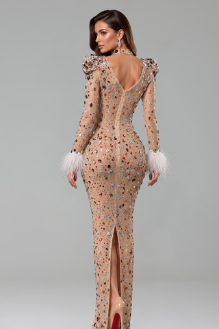 Royal Crystal Feather Gown