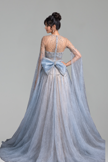 Beaded A-Line Cape Dress - LAROSABRIDE
