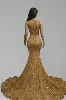 One Shoulder Beaded Mermaid Gown - LAROSABRIDE