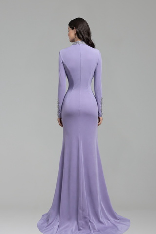 Satin Split Mermaid Evening Gown - LAROSABRIDE