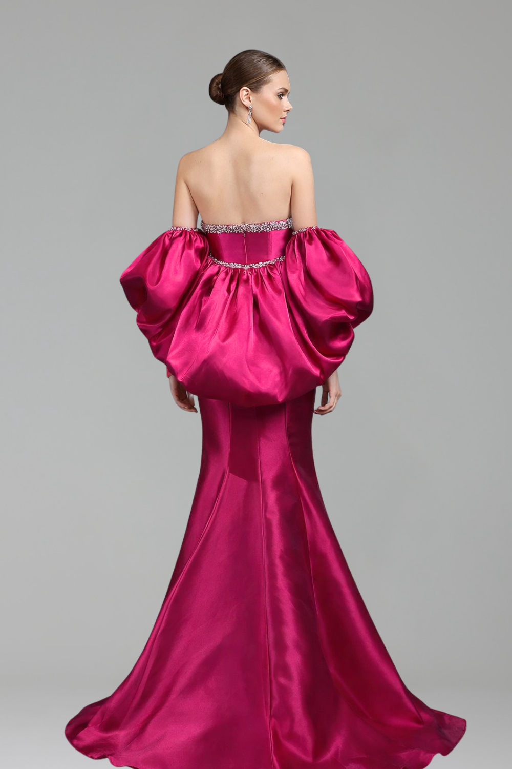 Strapless Mermaid Balloon-Sleeves Dress-Larosabride