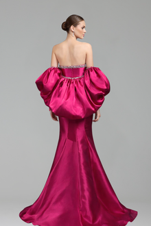 Strapless Mermaid Balloon-Sleeves Dress-Larosabride