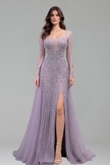 Beaded Mermaid Overskirt Split Gown - LAROSABRIDE