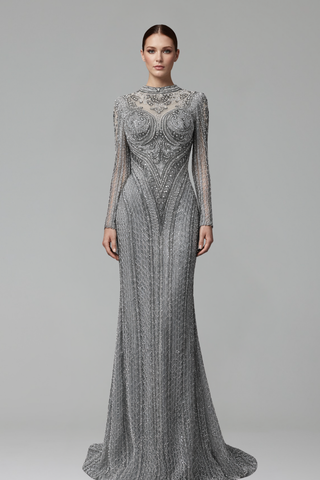 Lace Crystal Beaded Dress