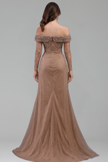 Beaded Mermaid Overskirt Evening Gown - LAROSABRIDE