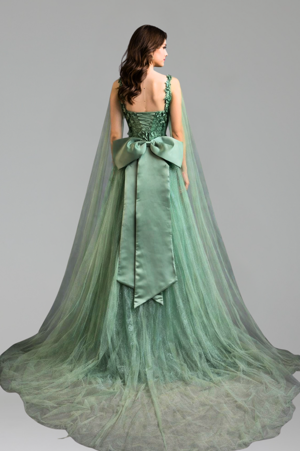 Floral Appliqué Tulle Gown-Larosabride