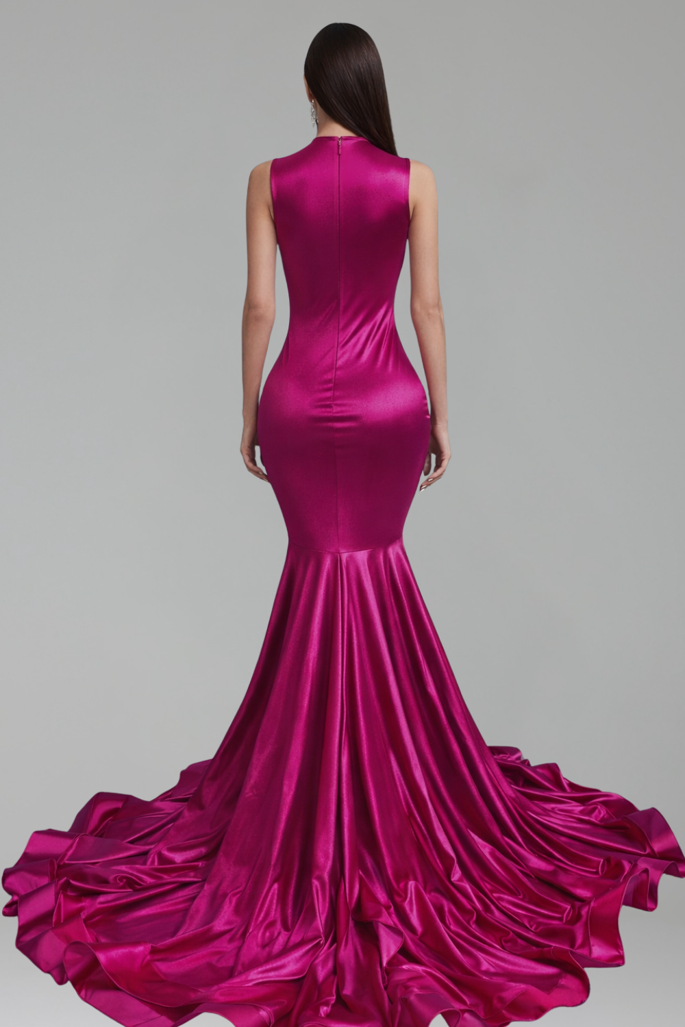Sculpted Satin Illusion Mermaid Gown - LAROSABRIDE