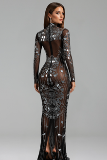 Mirror Mosaic Mesh Gown - LAROSABRIDE