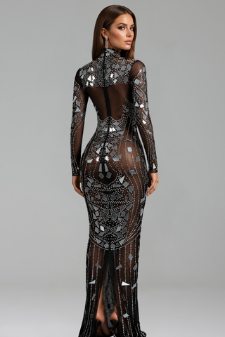 Mirror Mosaic Mesh Gown - LAROSABRIDE