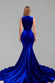 Beaded Illusion Satin Mermaid Gown - LAROSABRIDE