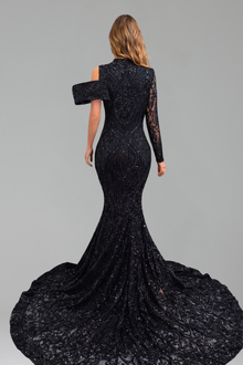 One Shoulder Illusion Mermaid Gown - LAROSABRIDE