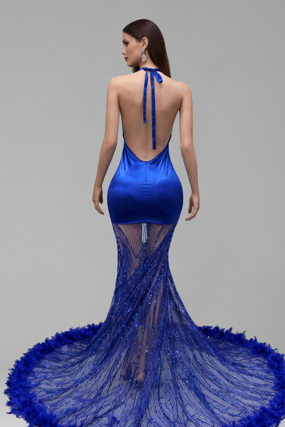 Illusion Halter Appliqu� Mermaid Gown - LAROSABRIDE