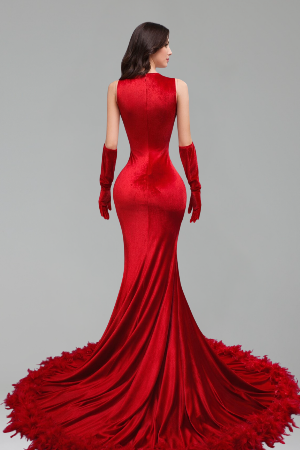 Illusion Appliqu� Velvet Mermaid Gown - LAROSABRIDE