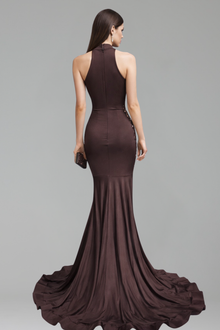 High Neck Embellished Cutout Mermaid Gown - LAROSABRIDE