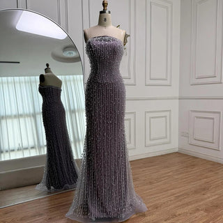 Strapless Fully-Beaded Gown