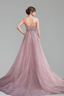 Crystal Beaded Mermaid Overskirt Dress - LAROSABRIDE