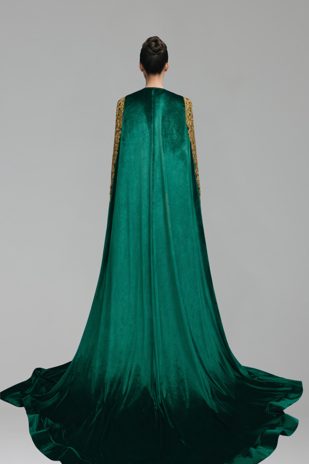 Beaded Cape Sleeve Mermaid Gown - LAROSABRIDE