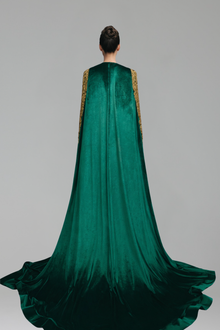 Beaded Cape Sleeve Mermaid Gown - LAROSABRIDE