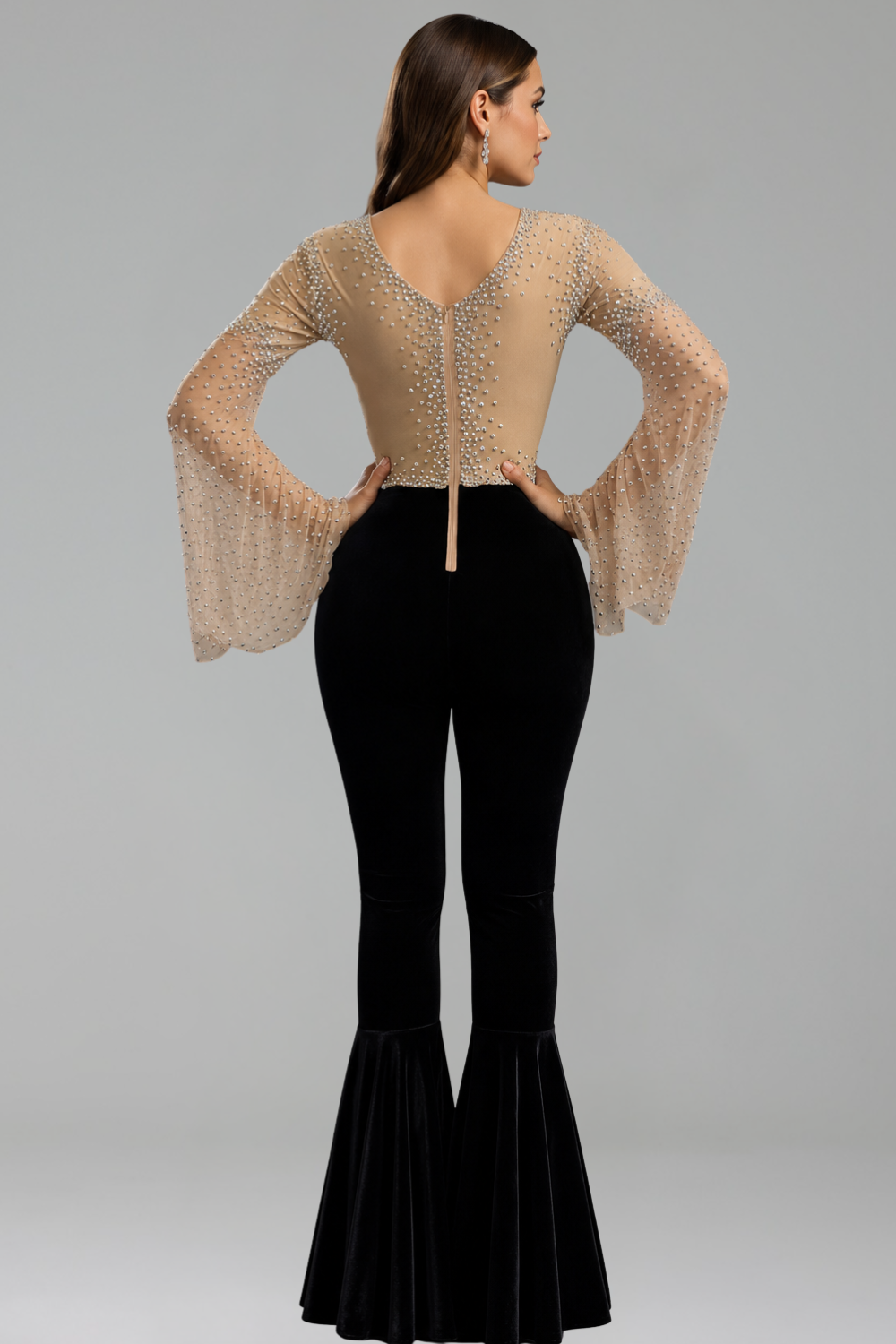 Crystal Illusion Flare Jumpsuit - LAROSABRIDE