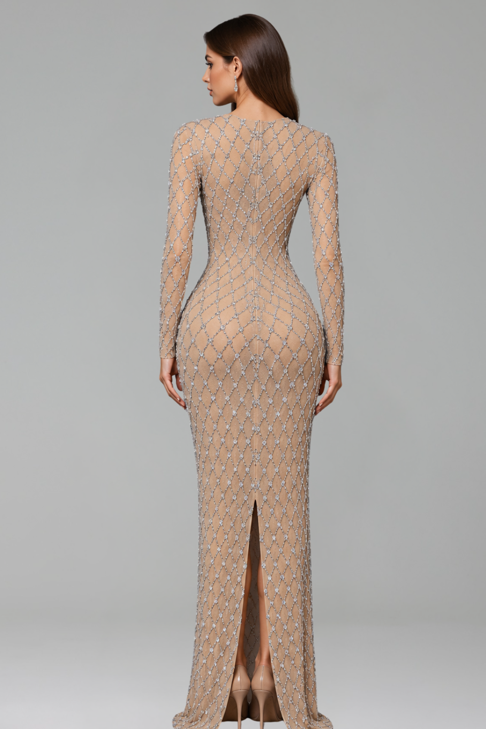 Crystal Mesh Mermaid Gown - LAROSABRIDE