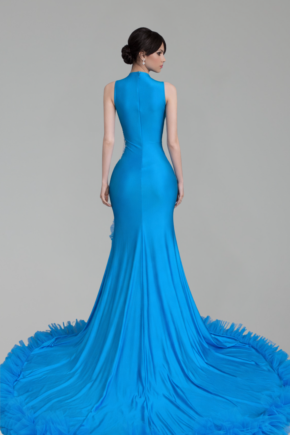 Beaded Illusion Mermaid Ruffle Gown - LAROSABRIDE