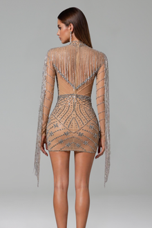Crystal Illusion Long Sleeve Mini - LAROSABRIDE