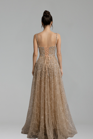 A-Line Beaded with Pearls and Crystals - LAROSABRIDE