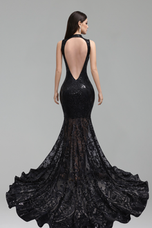Sheer Appliqu� Mermaid Gown - LAROSABRIDE