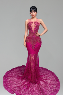 Embellished Sheer Mermaid Gown - LAROSABRIDE