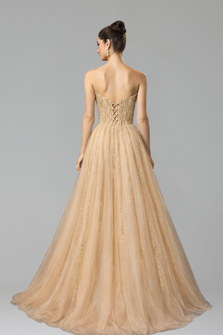 Beaded Scalloped Evening Dress