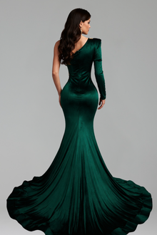 One Shoulder Draped Mermaid Gown - LAROSABRIDE