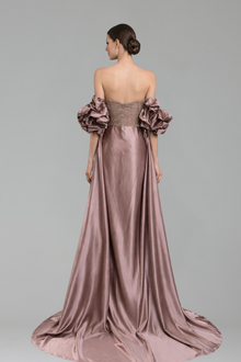 Rose-Sleeve Satin Gown-Larosabride