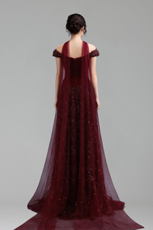 A-Line Cape Evening Dress-Larosabride
