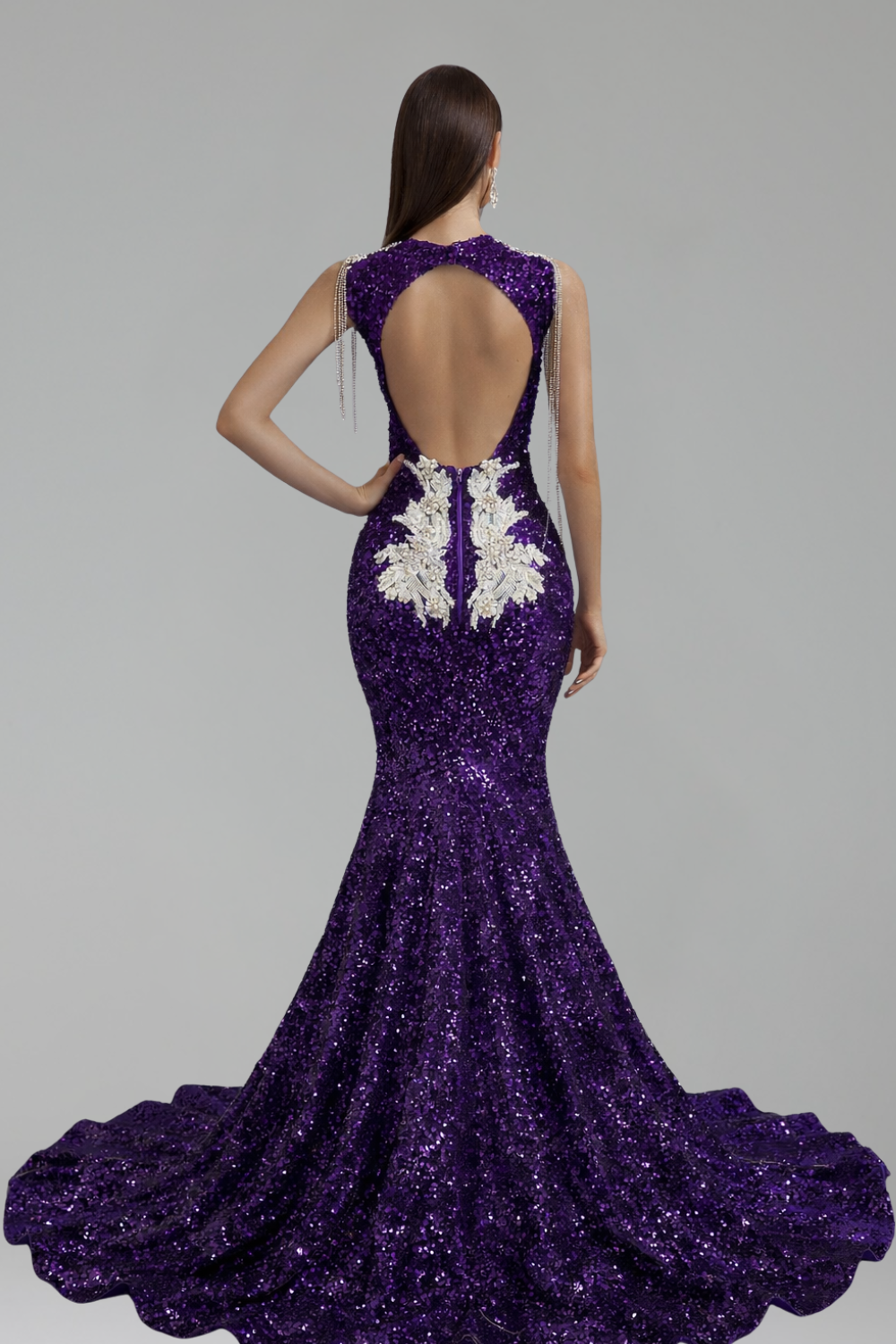Sequin Lace Mermaid Evening Gown - LAROSABRIDE