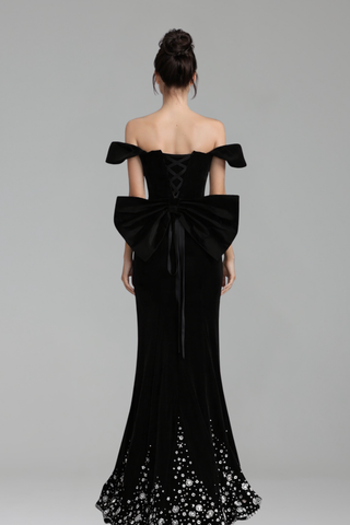 Black Off Shoulder Mermaid Dress - LAROSABRIDE