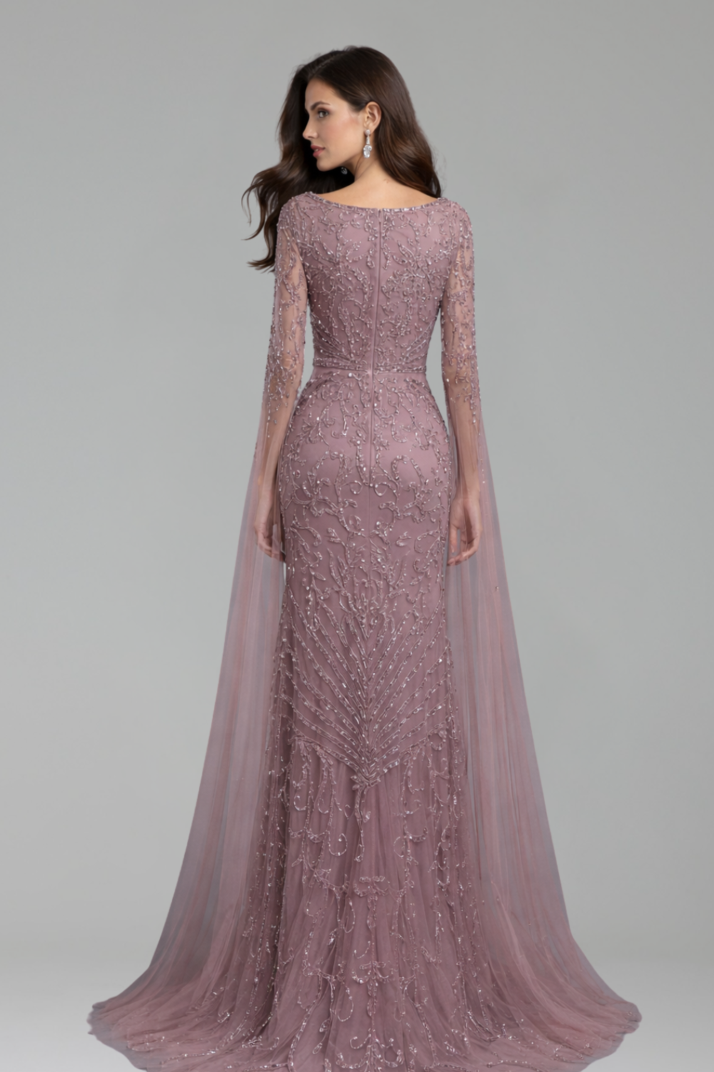 Mermaid Evening Dress with Cape - LAROSABRIDE