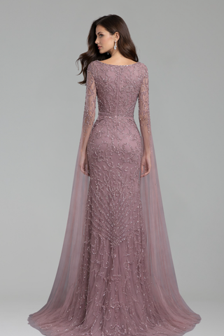 Mermaid Evening Dress with Cape - LAROSABRIDE
