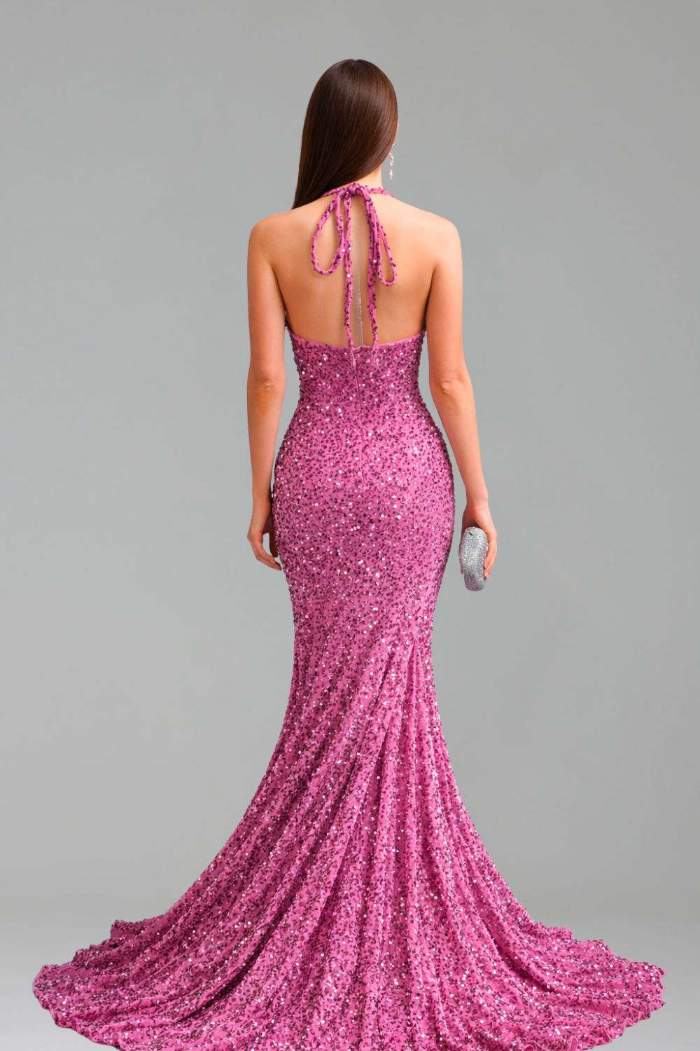 Halter Illusion Embellished Mermaid Gown - LAROSABRIDE