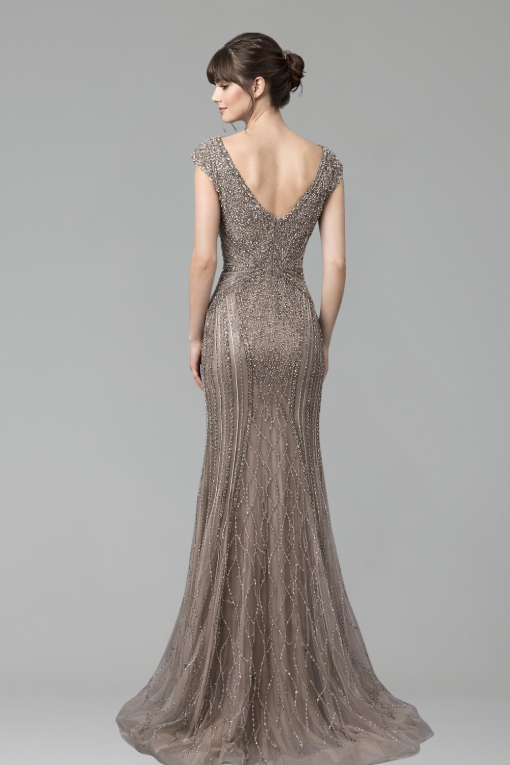 Beaded Sleeveless Mermaid Dress - LAROSABRIDE