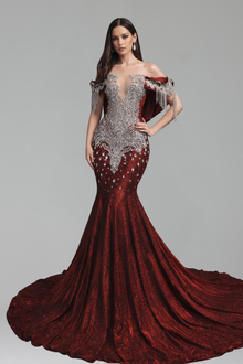 Beaded Cape Mermaid Gown - LAROSABRIDE