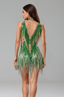 Fringed Deep V Embellished Bodysuit - LAROSABRIDE