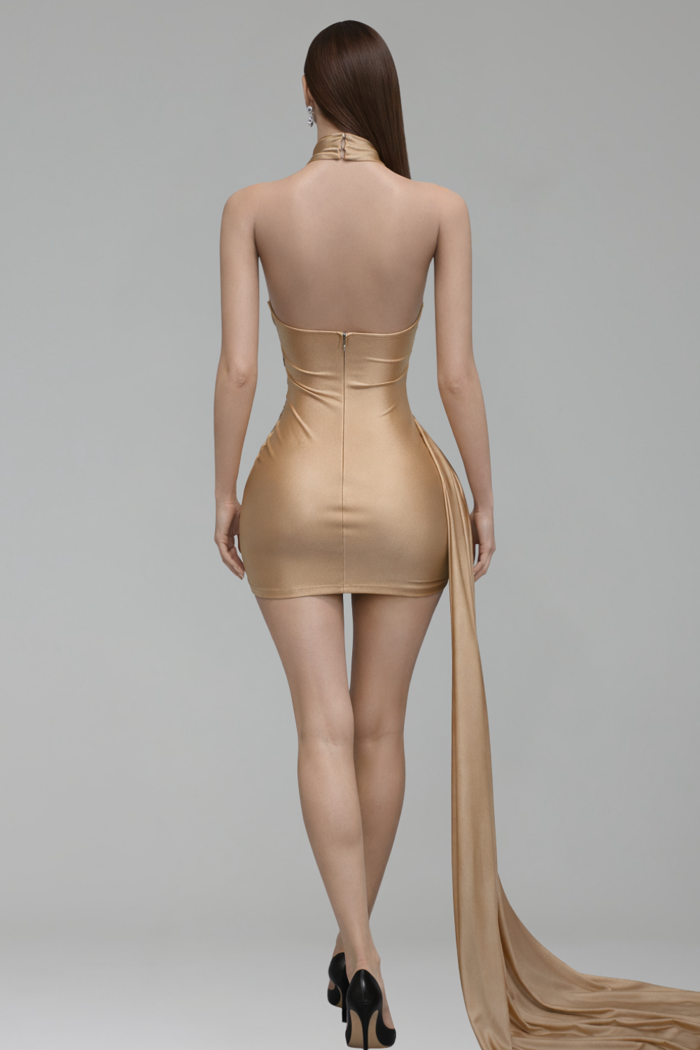 Asymmetric Cutout Appliqu� Mini Dress - LAROSABRIDE