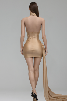 Asymmetric Cutout Appliqu� Mini Dress - LAROSABRIDE