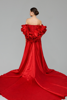 Strapless Rosette Train Dress-Larosabride