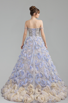 Crystal Beaded Floral Ball Gown - LAROSABRIDE