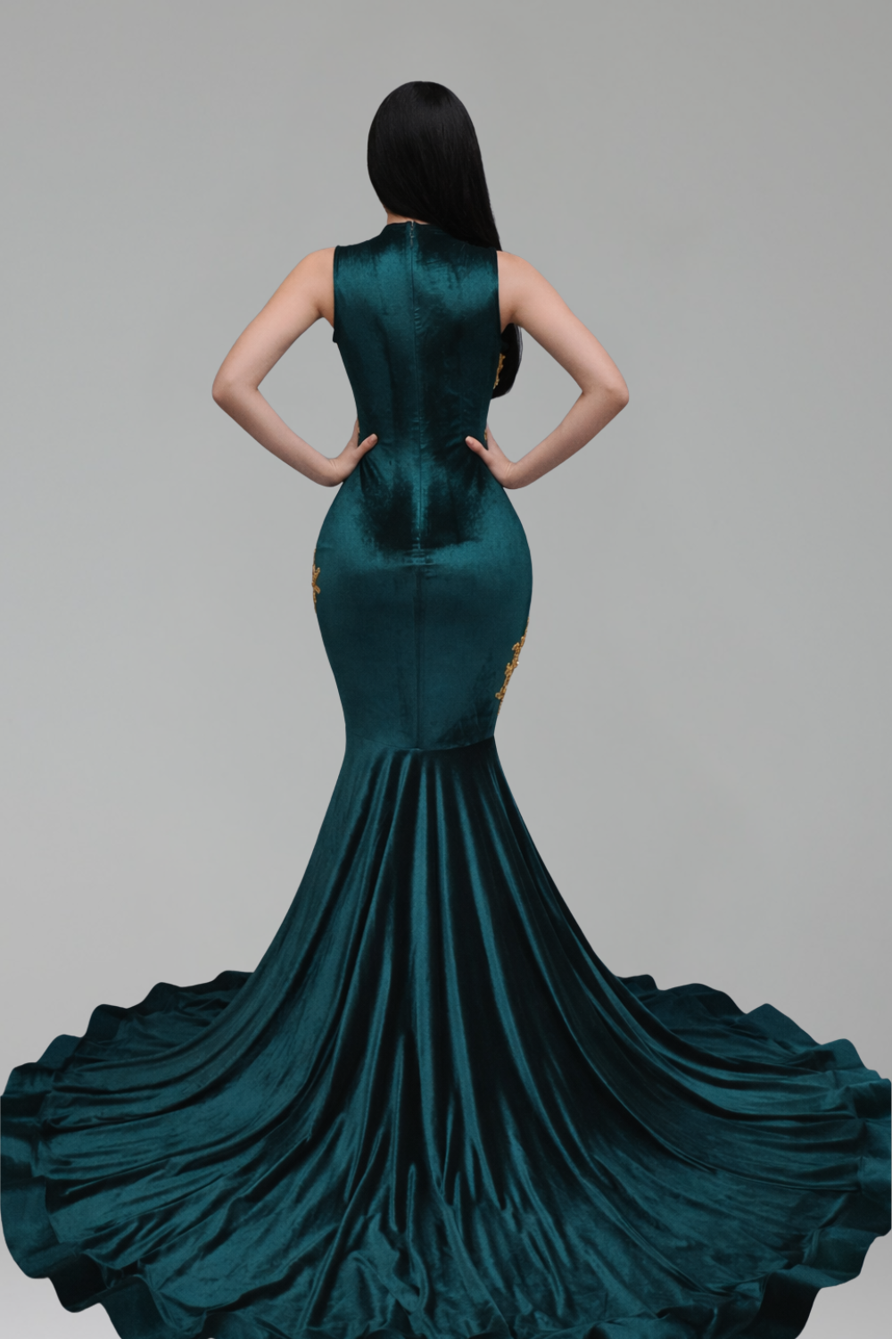 Illusion Gold Appliqu� Mermaid Gown - LAROSABRIDE