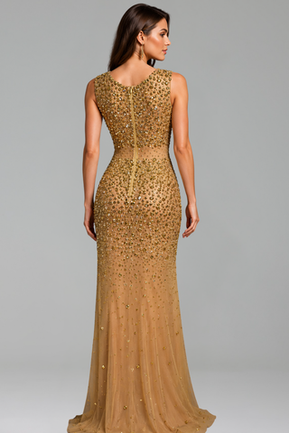 Golden Crystal Illusion Gown - LAROSABRIDE