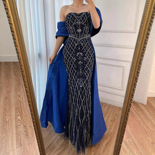 Strapless Beaded Overskirt Gown