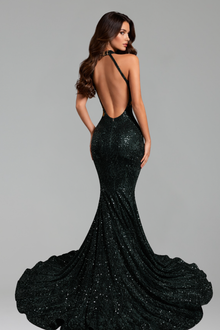 Halter Illusion Mermaid Evening Gown - LAROSABRIDE