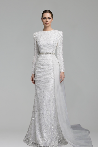 Beaded Mermaid Overskirt Dress